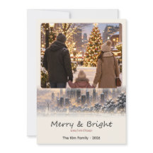 Chicago Snowy Ink Wash Photo Holiday Card