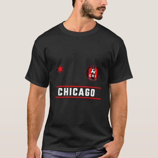 Chicago Soccer Jersey - Mini Badge - Fire Red Deep T-shirt (Voorkant)