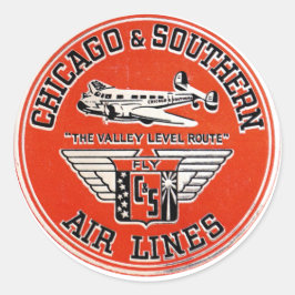 Chicago & Southern Air Lines logo Ronde Sticker