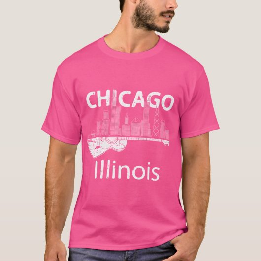 Chicago Souvenir Mannen Illinois Gift Music Electr T-shirt (Voorkant)