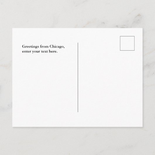 Chicago Stad, Illinois. Aangepaste tekst Briefkaart (Achterkant)