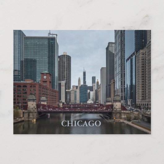 Chicago Stad, Illinois. Aangepaste tekst Briefkaart (Voorkant)