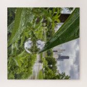 Chicago Stad weerspiegeld in een regendruppel Legpuzzel (Horizontaal)