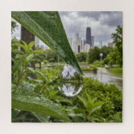 Chicago Stad weerspiegeld in een regendruppel Legpuzzel