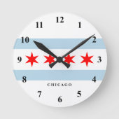 Chicago stads vlag aangepaste ronde wandklok (Voorkant)