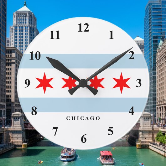 Chicago stads vlag aangepaste ronde wandklok