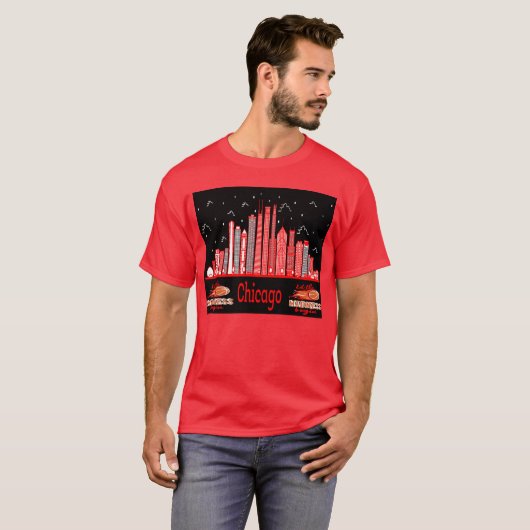 Chicago stadsgezicht ontwerp T-shirt (Voorkant volledig)