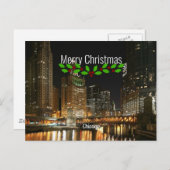 Chicago stadsgezicht, Prettig kerstfeest, Briefkaart (Voorkant / Achterkant)