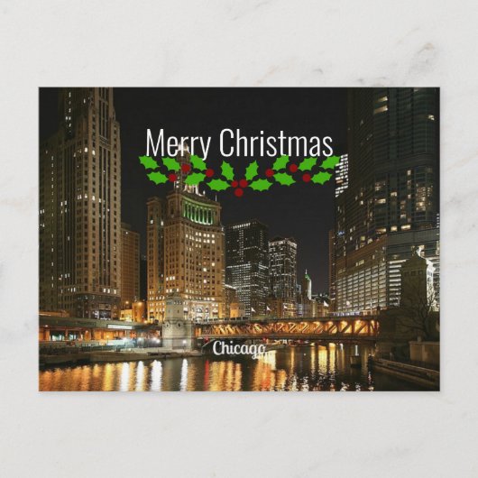 Chicago stadsgezicht, Prettig kerstfeest, Briefkaart (Voorkant)