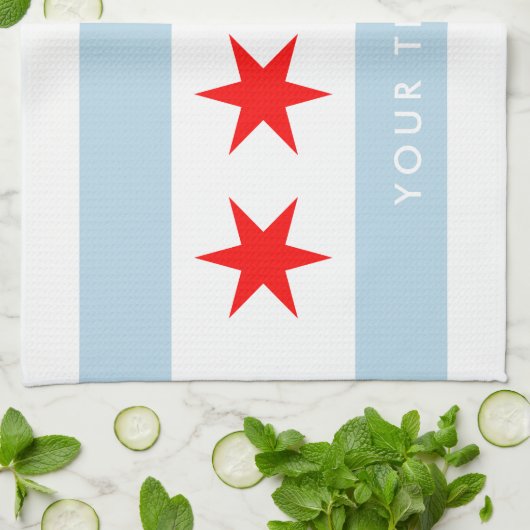 Chicago stadsvlag aangepaste keukenhanddoek cadeau (Gevouwen)