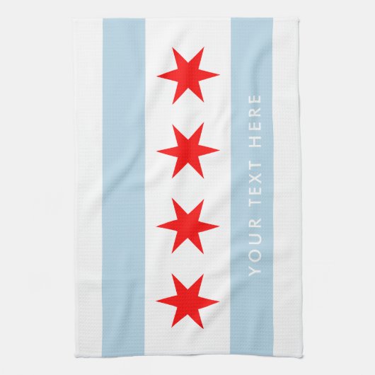 Chicago stadsvlag aangepaste keukenhanddoek cadeau (Verticaal)