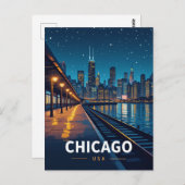 Chicago Starry Night Skyline View Briefkaart (Voorkant / Achterkant)