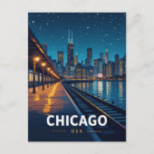 Chicago Starry Night Skyline View Briefkaart (Voorkant)