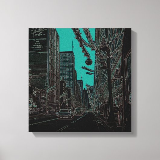 Chicago State Street bij Kerstmis 1967 Ggloed Edge Canvas Afdruk (Voorkant)