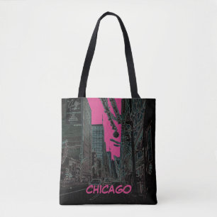 Chicago State Street bij Kerstmis 1967 Ggloed Edge Tote Bag