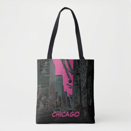 Chicago State Street bij Kerstmis 1967 Ggloed Edge Tote Bag (Voorkant)