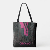 Chicago State Street bij Kerstmis 1967 Ggloed Edge Tote Bag (Achterkant)