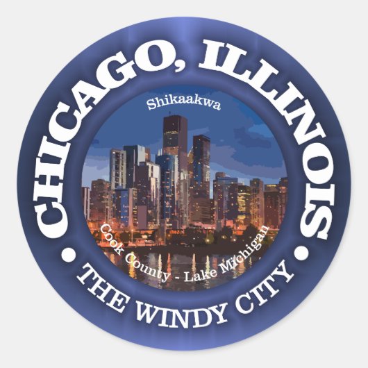 Chicago (steden) ronde sticker (Voorkant)