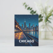 Chicago Sterrennacht Skyline Uitzicht Briefkaart (Staand voorkant)
