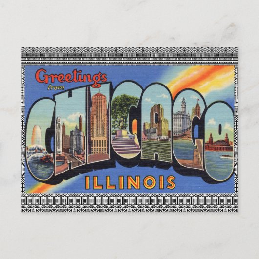 Chicago  stijl Reis Briefkaart Big City! (Voorkant)