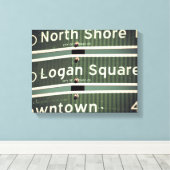 Chicago straatnaambordje canvas afdruk (Insitu (Houten vloer))