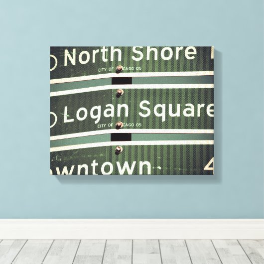 Chicago straatnaambordje canvas afdruk (Insitu (Houten vloer))