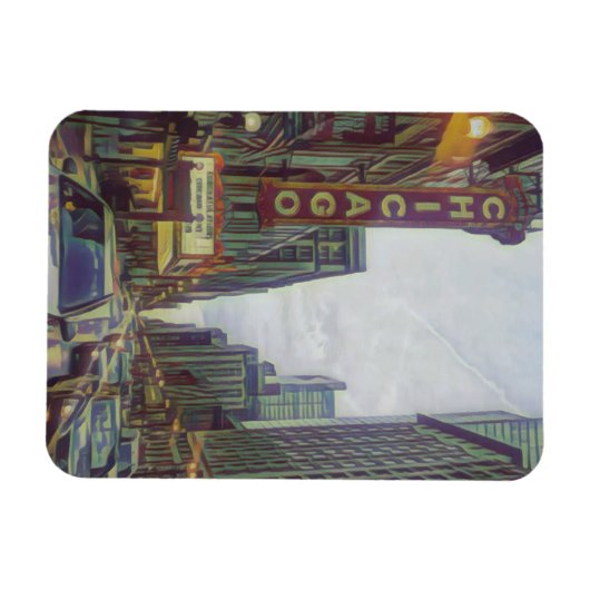 Chicago Streets, The Windy City Retro Art Magneet (Horizontaal)