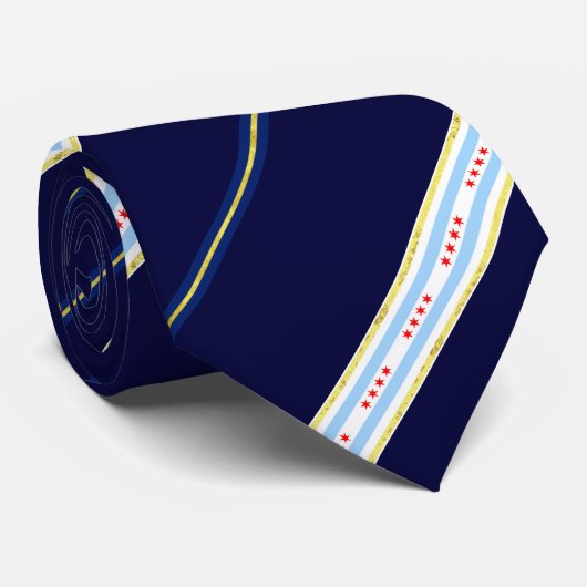 Chicago strepen vlag stropdas (Opgerold)