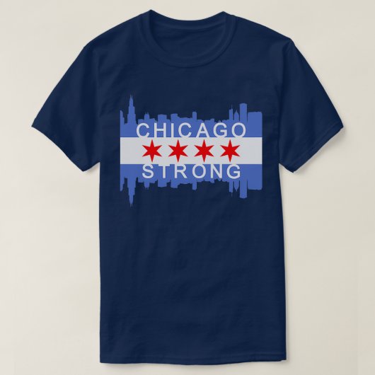 Chicago Strong Chicago City Skyline Flag T-shirt (Design voorkant)