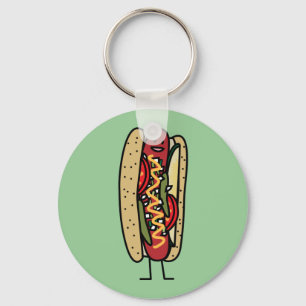 Chicago Style Hot Dog hot red poppy bun moustard Sleutelhanger
