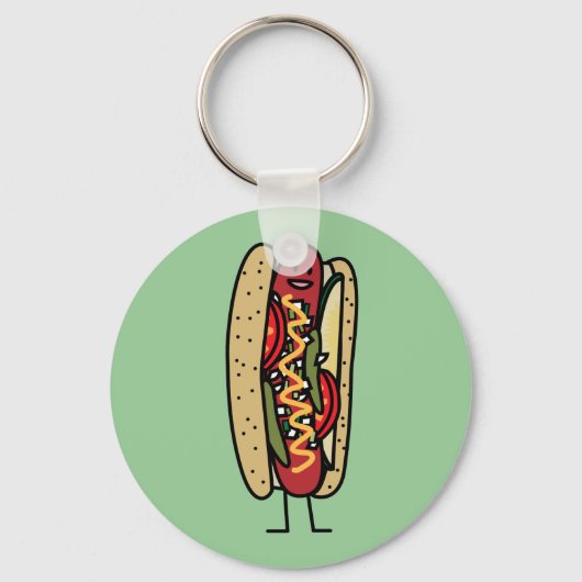 Chicago Style Hot Dog hot red poppy bun moustard Sleutelhanger (Voorkant)