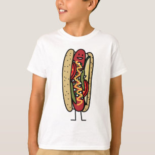 Chicago Style Hot Dog hot red poppy bun moustard T-shirt
