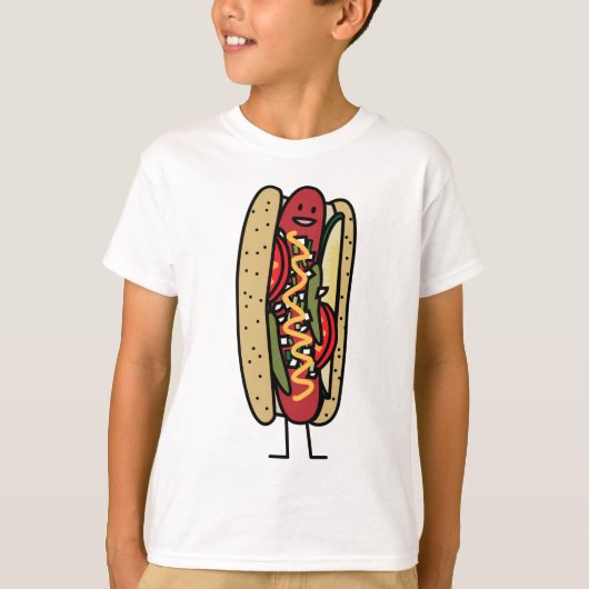 Chicago Style Hot Dog hot red poppy bun moustard T-shirt (Voorkant)