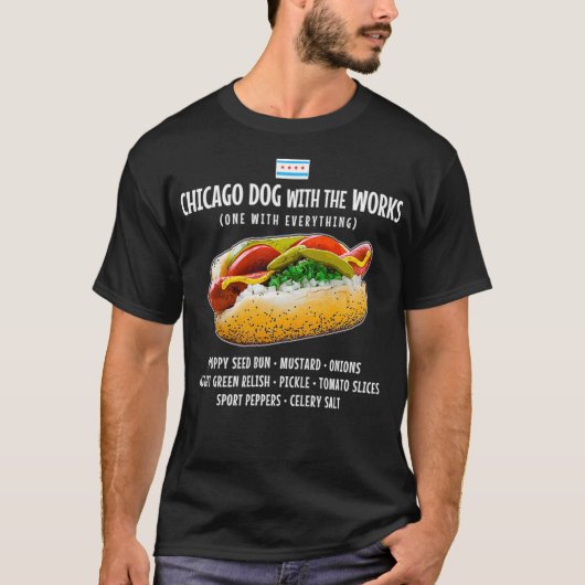 Chicago Style Hot Dog met alles T-shirt (Voorkant)