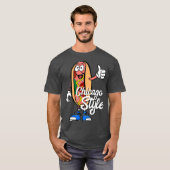 Chicago Style Hot Dog papaver zaad broodje ontwerp T-shirt (Voorkant volledig)