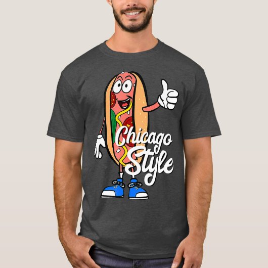 Chicago Style Hot Dog papaver zaad broodje ontwerp T-shirt (Voorkant)