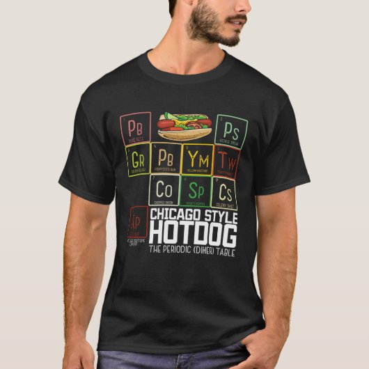 Chicago Style Hot Dog Periodic Dinner Table of Ele T-shirt (Voorkant)