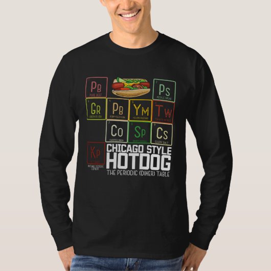 Chicago Style Hot Dog Periodic Dinner Table of Ele T-shirt (Voorkant)
