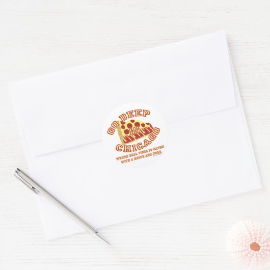 Chicago Style Pizza Ronde Sticker (Envelop)