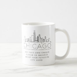 Chicago Stylized Skyline | Aangepaste slogan Koffiemok