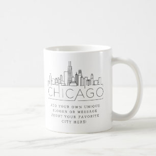 Chicago Stylized Skyline   Aangepaste slogan Koffiemok
