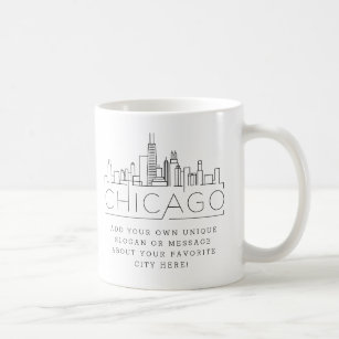 Chicago Stylized Skyline   Aangepaste slogan Koffiemok