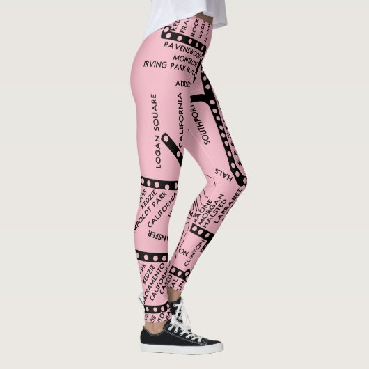 Chicago Subway Map met trein stopt Chicago Leggings (Rechts)