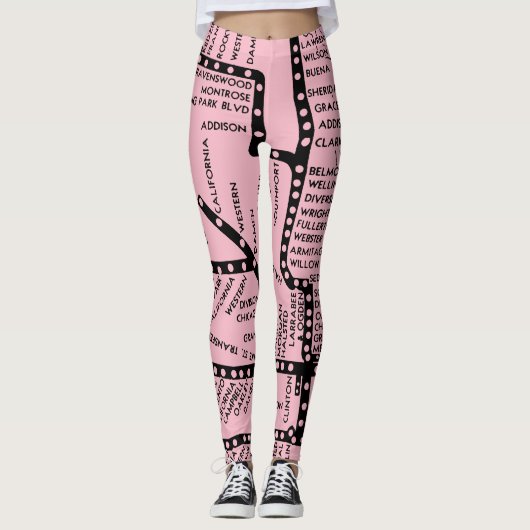 Chicago Subway Map met trein stopt Chicago Leggings (Voorkant)