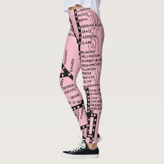  Chicago Subway Map met trein stopt Chicago Leggings (Links)