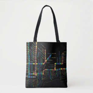 Chicago Subway Map met trein stopt COLOR TIE DYE Tote Bag
