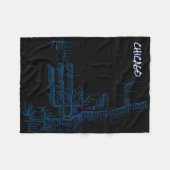 Chicago Subway Map met trein stopt kleurrijk BLUE Fleece Deken (Voorkant (Horizontaal))
