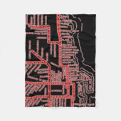 Chicago Subway Map met trein stopt kleurrijk rood Fleece Deken (Voorkant)