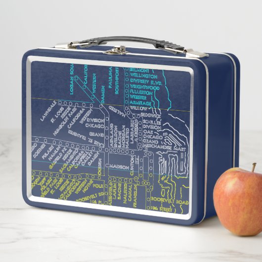 Chicago Subway Map met trein stopt kleurrijke vint (In situ)