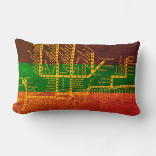 Chicago Subway Map met trein stopt kleurrijke vint Kussen